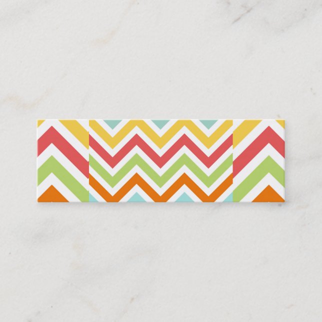 Colorful Chevron Zigzag Stripes Pattern Mini Business Card (Front)