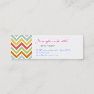 Colorful Chevron Zigzag Stripes Pattern Mini Business Card