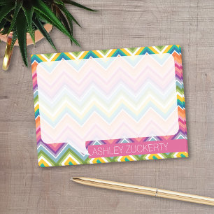 Colorful Chevrons Talk Bubble White Simple Name Post-it Notes