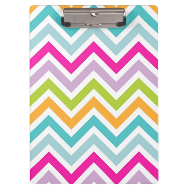 Colorful chevrons zig zag stripes pattern clipboard (Front)