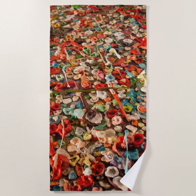 Colorful Chewed Gum Beach Towel (Front)
