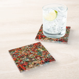 Colorful Chewed Gum Glass Coaster