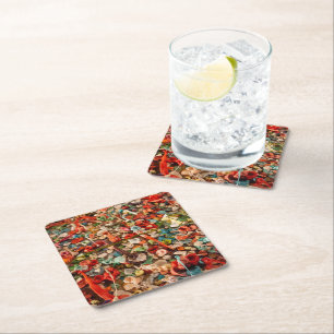 Colorful Chewed Gum Square Paper Coaster