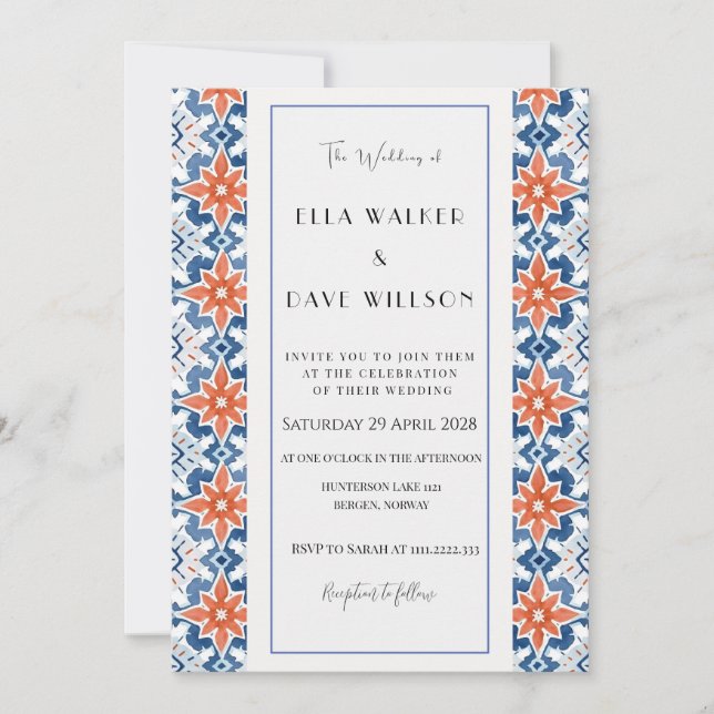 Colorful Chic Abstract Elegance Tile Wedding Invitation (Front)