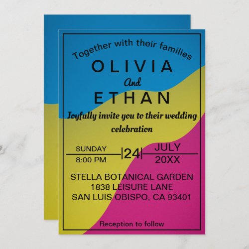 Colorful chic abstract minimal Wedding Invitation