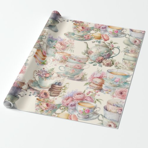 Colorful chic afternoon tea wrapping paper