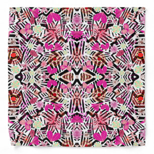 Colorful chic black white flowers pattern bandana