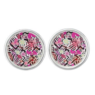 Colorful chic black white flowers pattern