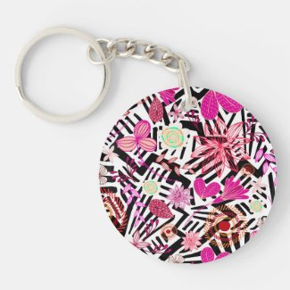 Colorful chic black white flowers pattern