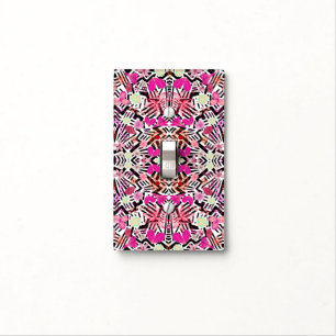 Colorful chic black white flowers pattern light switch cover