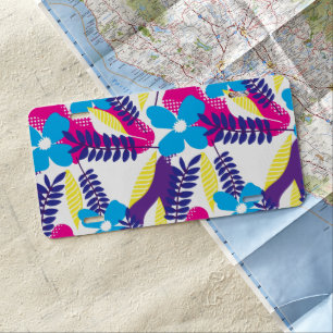 Colorful Chic Floral & Dot Pattern with Leaves License Plate