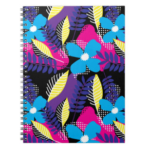 Colorful Chic Floral & Dot Pattern with Leaves Not Notebook