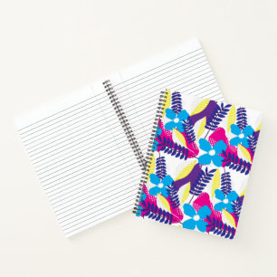 Colorful Chic Floral & Dot Pattern with Leaves Notebook