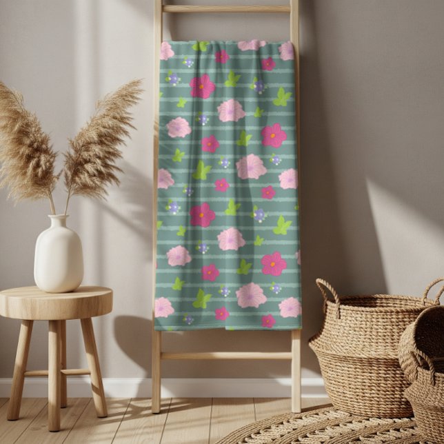  Colorful Chic Flowers Pattern  Bath Towel Set (Colorful Chic Flowers Pattern Bath Towel Set)