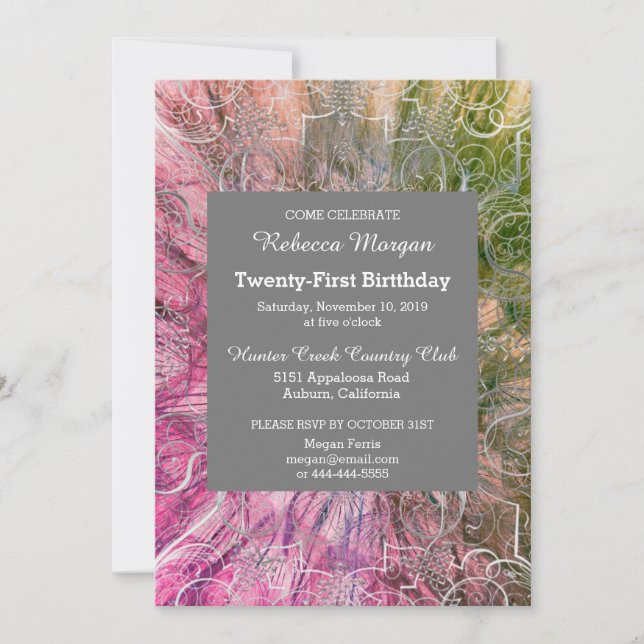 Colorful Chic Glitzy Birthday Invitation (Front)