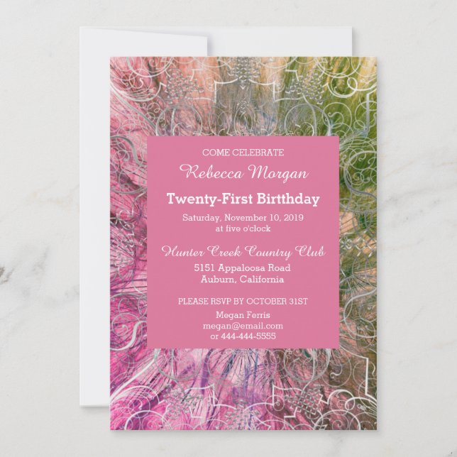 Colorful Chic Glitzy Birthday Invitation (Front)