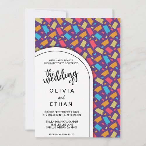 Colorful chic pattern elegant Wedding Invitation