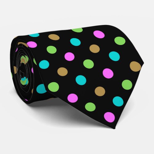 Colorful Chic Polka Dots Classic Black Neck Tie