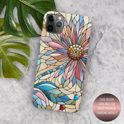 Colorful Chic Stained Glass Floral Art Pattern iPhone 15 Pro Max Case