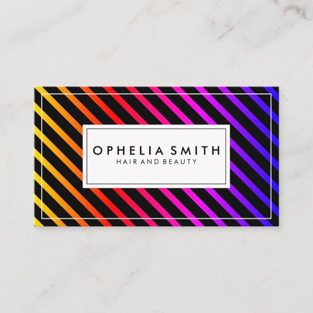 Colorful Chic Stripes Business Card (Front)