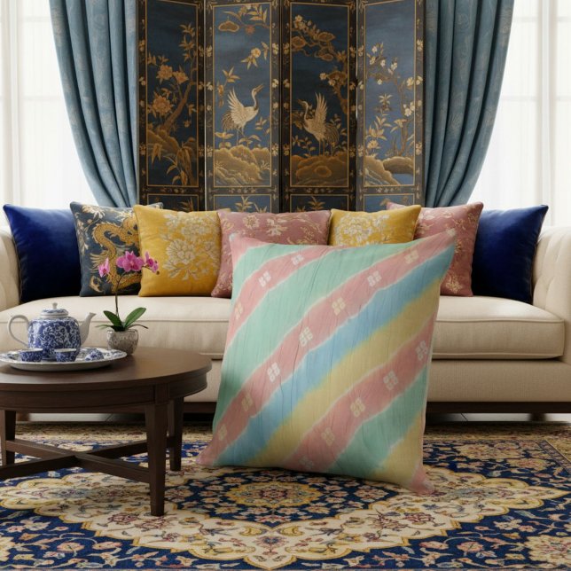  Colorful chic stylish  elegant geometric  Throw Pillow (Creator Uploaded)