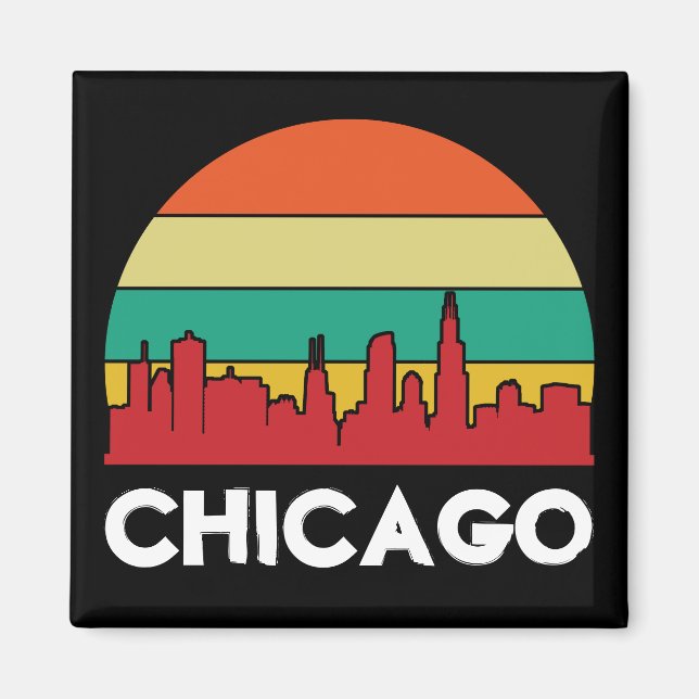 Colorful Chicago Windy City Cityscape Magnet (Front)