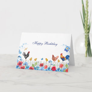 Colorful chick farm garden  card