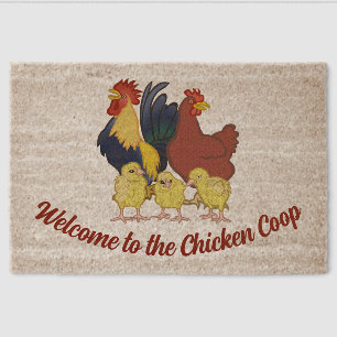 Colorful Chicken Family Design Coir Door Mat