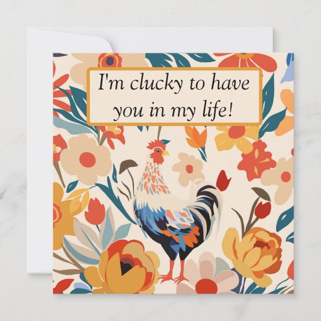 Colorful Chicken Floral Thank You Card (Front)