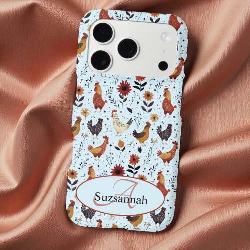 Colorful Chicken Pattern Initial Monogram