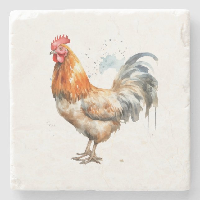 Colorful Chicken Stone Coaster (Front)