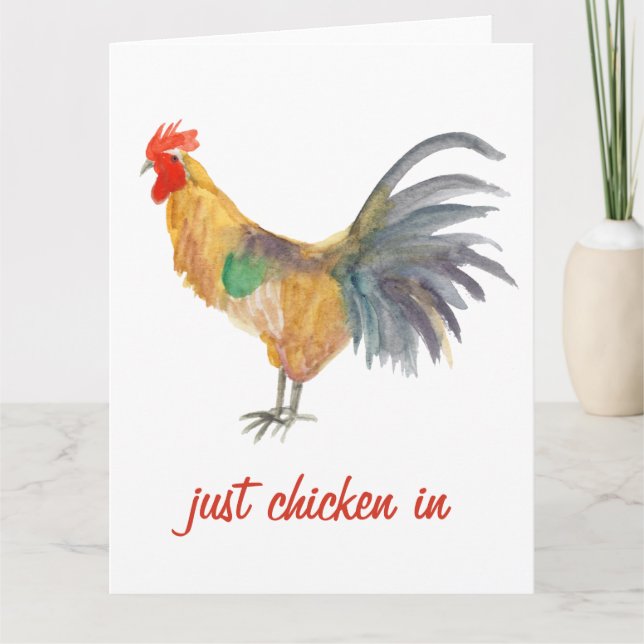 Colorful Chicken Watercolor Funny Card (Front)