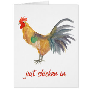 Colorful Chicken Watercolor Funny Greeting Card