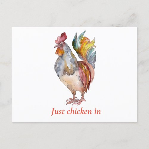 Colorful Chicken Watercolor Funny just chicken in Postcard