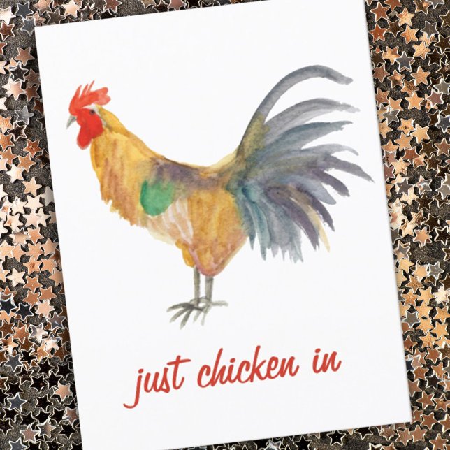 Colorful Chicken Watercolor Funny   Postcard (Funny postcard with watercolor chicken, handpainted colorful and fun!)