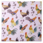 Colorful Chickens & Eggs Pattern Watercolor Purple Ceramic Tile<br><div class="desc">Check out these colorful watercolor chickens and eggs on this nice ceramic tile. Use it in your kitchen! Add your own text too. Let me know if you'd like something custom.</div>