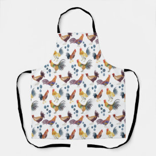 Colorful Chickens & Eggs Watercolor Pattern Apron