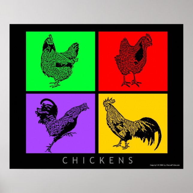 Colorful Chickens Poster (Front)