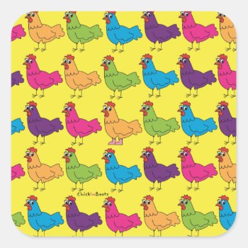 Colorful Chickens Stickers by ChickinBoots at Zazzle