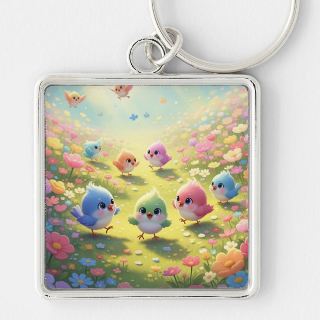Colorful Chicks Keyring (Front)