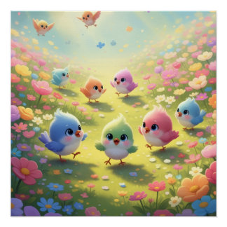 Colorful Chicks Poster
