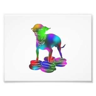 Colorful Chihuahua hamburger flying Photo Print