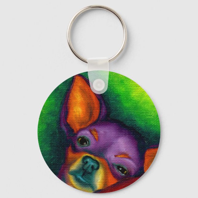 Colorful Chihuahua Keychain (Front)