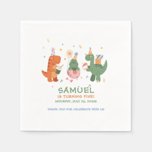 Colorful Childish Dinosaurs Kids Birthday  Napkins