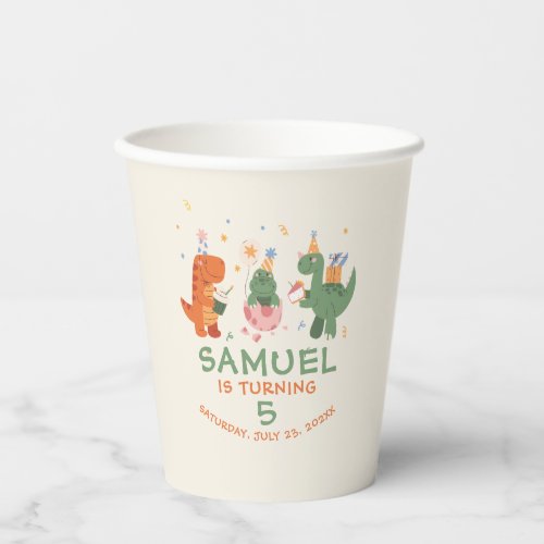 Colorful Childish Dinosaurs Kids Birthday  Paper Cups