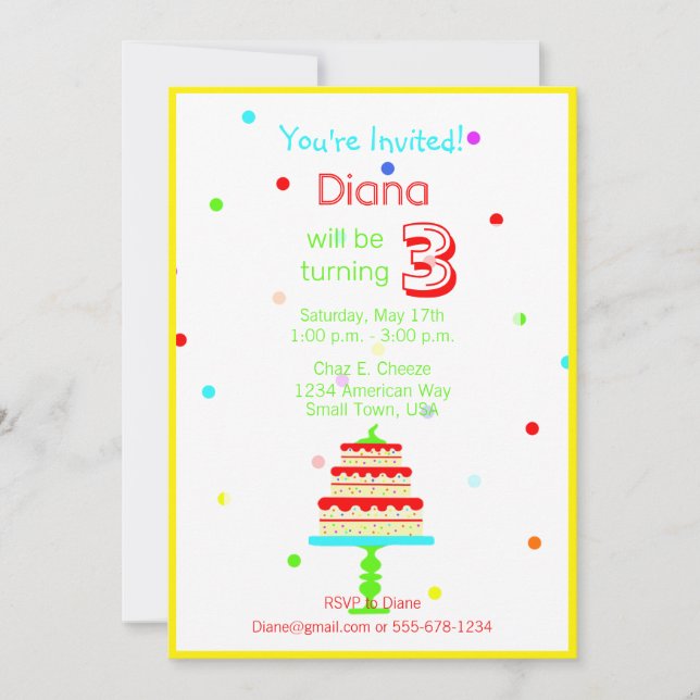 Colorful Children’s Birthday Party Invitation (Front)