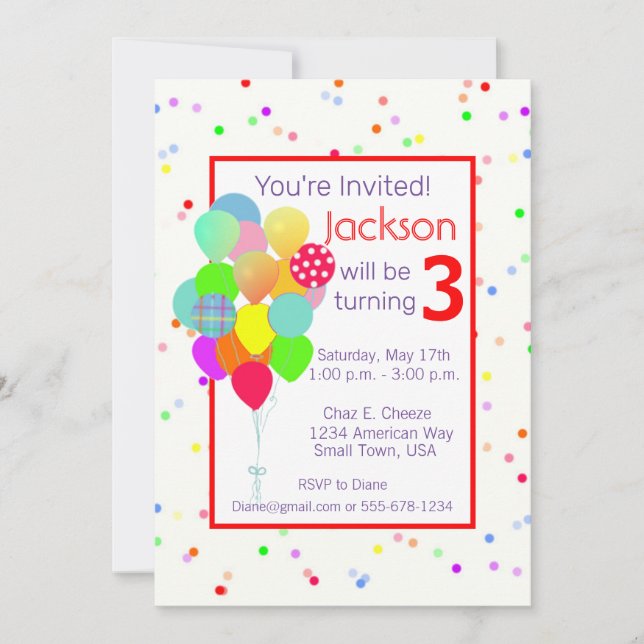 Colorful Children’s Birthday Party Invitation (Front)