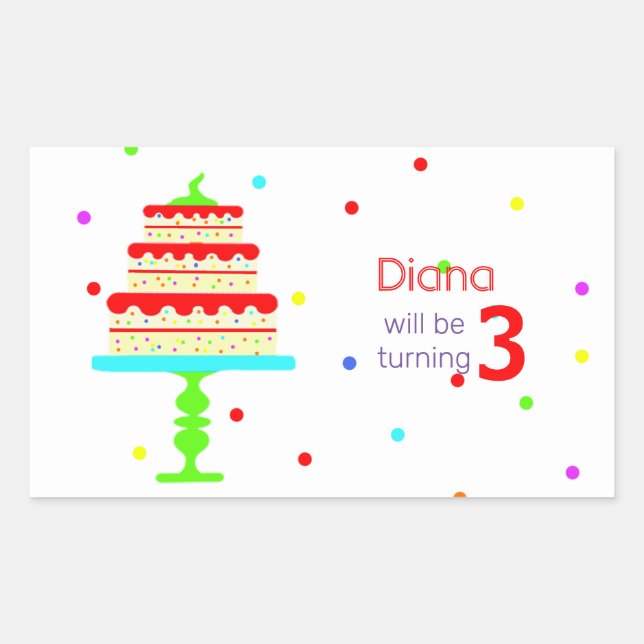Colorful Children’s Birthday Party Rectangular Sticker (Front)