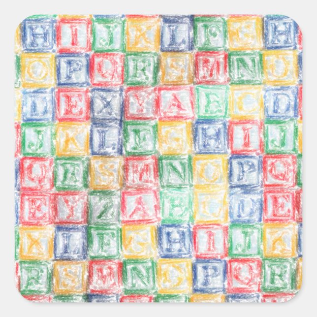 Colorful  Children's Blocks Square Sticker (Front)