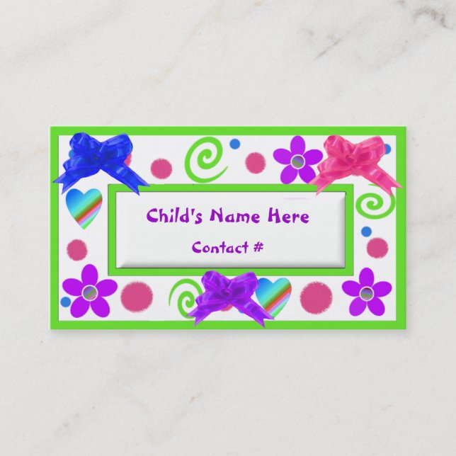 Colorful Childrens Calling Cards (Front)